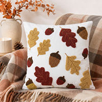 Housse de coussin en polyester gaufré motif feuille d'érable et gland, design créatif, pour canapé et chambre, cadeaux de bienvenue, collection automne