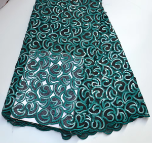 All'ingrosso di alta qualità verde acqua Organza paillettes per Nigeria ASO EBI partito tessuto ricamato - Product Image 5