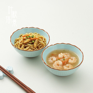 ชามเซรามิคลายใบไม้ร่วงในฤดูใบไม้ร่วง ขนาดเล็ก ซ้อนกันได้ ใช้ในบ้าน - Product Image 3