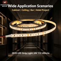 Bande lumineuse LED 2835 24V 112 LED/m CRI>83 160lm/W Haute luminosité Bande LED flexible pour la décoration de projets intérieurs