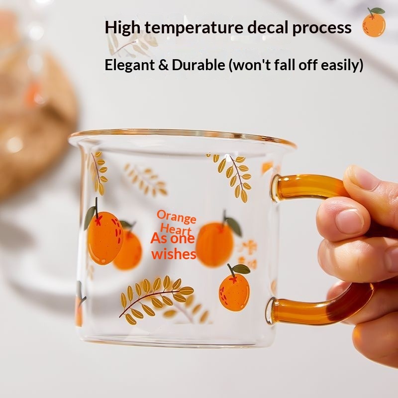 Breakfast Cup Handle Microwaveable Dishwasher Safe Portable High Borosilicate Glass Milk Office Water Cup High Temperature view 3