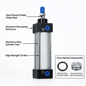 Cilindro Pneumatico Standard Serie SC in Lega di Alluminio, Doppio Effetto, Asta del Pistone in Acciaio Inox, Alesaggio 32-200mm, Corsa 25-1000mm - Product Image 2
