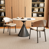 Table et chaises de salle à manger en marbre de style rustique ; Table de conférence ronde haut de gamme, esthétique luxueuse, pour usage domestique et commercial