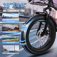 Vélo électrique pliable CMACEWHEEL avec batterie au lithium, télécommande, 7 vitesses, cadre en aluminium, moteur sans balais 500W, pneus larges pour la neige