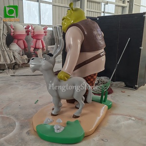 Statue personnalisée en fibre de verre de <span class=keywords><strong>Shrek</strong></span> et de Donkey, sculpture en résine de dessin animé - Product Image 4