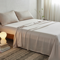 Parure de draps plats Queen en bambou 300 fils, écologiques, avec élastiques – Vente en gros de Noël pour usines