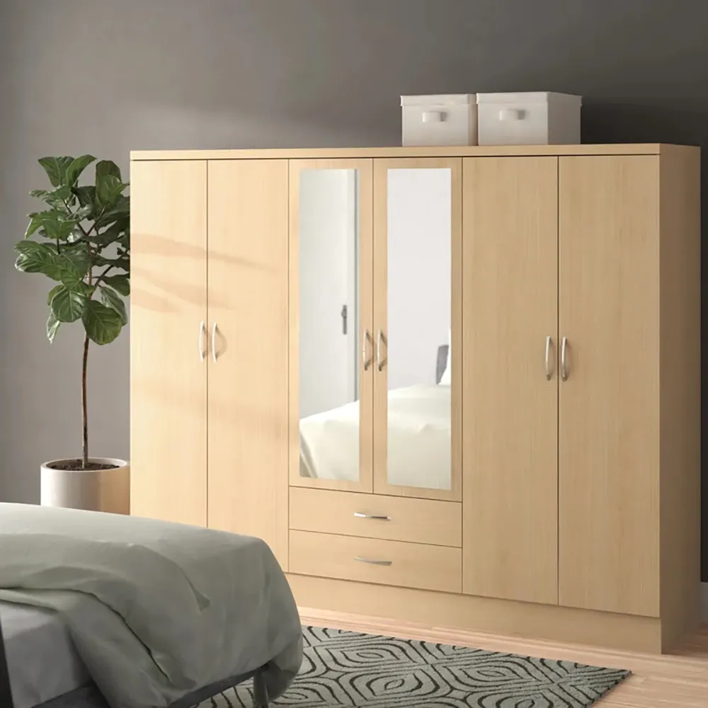 フラットパックモダンマルチスペース収納ミラーワードローブ英国寝室家具デザイン格安卸売