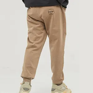 Calça de moletom personalizada masculina, calça de corrida vintage lavada com bolso duplo, para homens