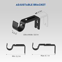 Tringle à rideau élégante en métal noir |   Accessoires polyvalents pour rideaux de fenêtre pour salon, chambre à coucher et chambre d'enfant
