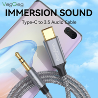 VegGieg Premium USB-C auf 3,5mm Klinkenkabel OD3,5mm Aluminiumlegierung-Gehäuse Vergoldetes Typ-C Audiokabel mit Mikrofon-Anschluss