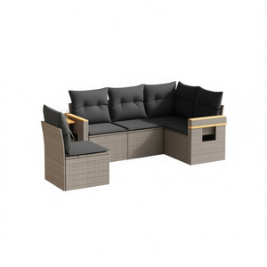 Ensemble de canapés de jardin en rotin gris avec accoudoirs réglables, mobilier d'extérieur de style contemporain, 4 places - Product Image 1