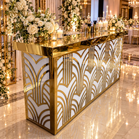 Comptoir de bar géométrique doré pour mariage, table de cocktail pour réception, hôtel, banquet, location pour événements