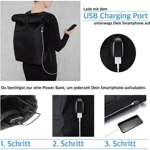 กระเป๋าเป้สะพายหลังแบบม้วนปิดปากกระเป๋า สำหรับเดินทาง ผลิตจากวัสดุรีไซเคิล เป็นมิตรต่อสิ่งแวดล้อม กันน้ำ ใส่แล็ปท็อปได้ - Product Image 4