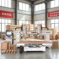 Ağır Hizmet Tipi 4 Eksenli CNC İşleme Merkezi Çift Kafalı Ahşap Router Akıllı Ahşap İşleme Kesme Freze Makinesi