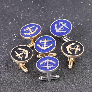 Dernier meilleur produit jamais plaqué or plaqué argent noir bleu haute qualité alliage bon marché ancre navire de la marine bouton de manchette - Product Image 1