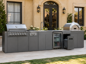 Cucina per barbecue e Grill all'aperto di lusso per ville Forno elettrico integrato su misura e griglia in acciaio inossidabile - Product Image 2