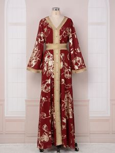 2024 De Nieuwste Mode Beauty Abaya In Dubai Hot Stamping Islamic Kleding Dames Bloemen Abaya Vrouwen Moslim Jurk