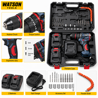 Kit de perceuse électrique sans fil en gros avec batterie au lithium, embouts, douilles, tige flexible et mallette à outils
