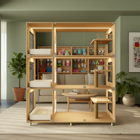 Maison pour chat de haute qualité, intérieur/extérieur, grande villa pour chat, cage en bois massif et verre, enclos pour chat, mobilier pour animalerie et hôtel