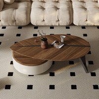 Nouvelle table basse moderne pour salon, design feuille, luxe léger, simple, en placage de noyer, avec rangement, pliable, écologique