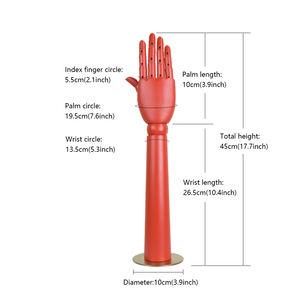 Colorido madeira esquerda e direita mão manequim feminino artista palma com articulações móveis, desenho braço manequim mão para unhas anel - Product Image 2