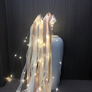 Baguettes lumineuses LED pour mariage, rubans en dentelle, streamers, bâtonnets lumineux clignotants avec cloche, décorations pour fête de naissance, fête d'anniversaire - Product Image 4