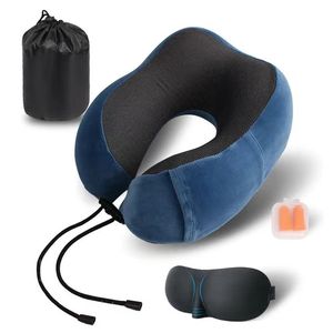 Almohada en forma de U Almohada de avión de algodón con memoria Portátil y almacenable para viaje Almohada de cuello para siesta de oficina - Product Image 2
