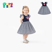 Robes d'été décontractées respirantes 100 % coton pour filles de 6 à 12 ans, avec applique cœur drapeau du 4 juillet, Fête de l'Indépendance américaine, Puresun OEM/ODM