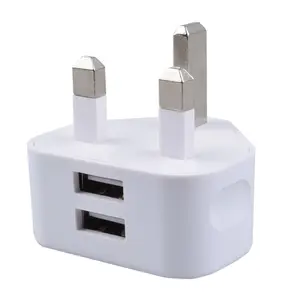 Wholesale OEM Support UK Plug Power Adapter 2A Dual USB Port White Home Usage Wall Charger Double Port Travel Portable Charger