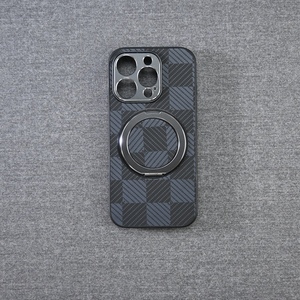 Cổ điển rô mô hình cho Iphone bảo vệ trường hợp xoay đứng Electroplated kim loại khung thời trang Faux Leather kết cấu - Product Image 4