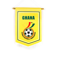 MOQ logotipo personalizado de doble cara impresión por sublimación tela satinada Mini equipo de fútbol banderines bandera