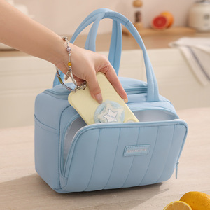 Custom Insulated Lunch Bag <b>Large</b> Capacity For Office Commute Blue - Product Image 3