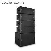 Sistema de Sonido Line Array Pasivo GLA210 + GLA118 con 4 Altavoces de 2 Vías de 10 Pulgadas, 1 Subwoofer de 18 Pulgadas y Marco de Suspensión
