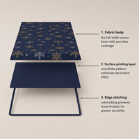 Chemin de table flocon de neige de Noël en RPET, couvre-lit antidérapant avec dos en caoutchouc, tissu imprimé décoratif