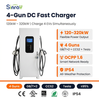 Stasiun Pengisian Daya Cepat DC Universal 320KW 4 Konektor Multi Soket Mendukung GBT CCS2 Tesla Layar Besar 10 Inci Pengisi Daya EVSE Berbahan Logam