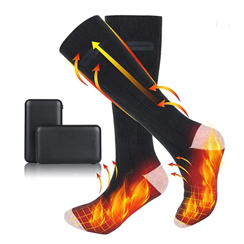 Batterie rechargeable usb chaussettes de ski chauffantes électriques chaussettes auto-chauffantes avec application