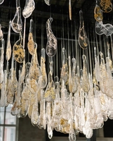 Lustre moderne de luxe en feuille de verre petite lampe à LED pour la maison hôtel restaurant escalier lustres décoratifs