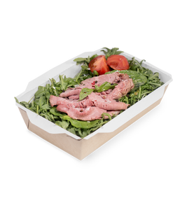 ชามสลัดกระดาษคราฟท์ขนาด 800 มล. พร้อมฝาใสกันรั่ว สำหรับอาหารแบบนำกลับบ้าน โชว์สินค้าได้ พร้อมสกรีนโลโก้ตามสั่ง ขายส่ง - Product Image 1