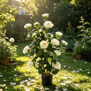 Camélia blanc neige élégant et délicat, aux pétales volumineux et superposés, idéal pour la décoration de banquets, les vitrines, les chambres et les jardins. - Product Image 6