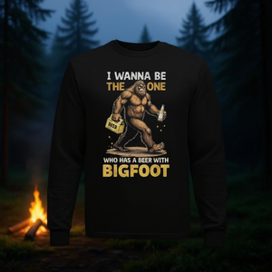 Camiseta de manga larga Beer With Bigfoot Sasquatch para amantes de la cerveza, camiseta para fiestas de bebidas - Product Image 3