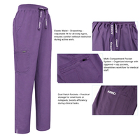 Ensemble de 3 pièces de tenues médicales avec 1 haut à col en V et 2 pantalons (coupe droite et coupe jogger) en mélange de rayonne, vêtements de travail doux