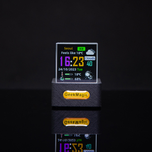 Station météo intelligente WIFI miniature de bureau avec horloge, affichage photo en cube de cristal holographique, animations GIF et album pour la maison et le bureau - Product Image 2