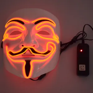 Лидер продаж, маска для лица на Хэллоуин со светодиодной подсветкой, страшная неоновая маска для лица со светодиодной подсветкой, забавная маска
