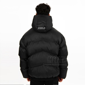 Vestes en duvet personnalisées pour hommes, vêtements d'hiver, veste en nylon de haute qualité, double fermeture éclair, coupe et couture, veste matelassée noire en duvet pour hommes - Product Image 3