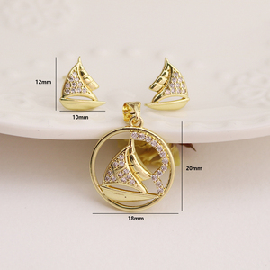 HX0018 18k黄金女士饰品套装最新海星耳环吊坠项链章鱼帆船冰淇淋蝴蝶造型图案 - Product Image 5