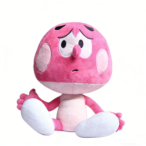 Customized Quirky pink plush with expressive eyes for kids, Adorable pink <b>stuffed</b> <b>animal</b> with <b>large</b> head design - Product Image 2