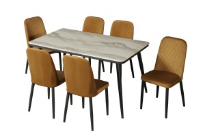 Nordico ultimo piano rettangolare in marmo artificiale tavolo da pranzo Set sala da pranzo casa Furniture1 + 6 - Product Image 4