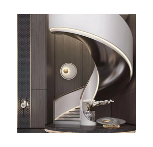 Idées d'escaliers modernes avec garde-corps en métal <span class=keywords><strong>et</strong></span> bande de roulement d'<span class=keywords><strong>escalier</strong></span> en <span class=keywords><strong>bois</strong></span> épais Escaliers intérieurs ronds <span class=keywords><strong>et</strong></span> incurvés - Product Image 4