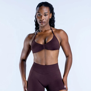 Nouveau soutien-gorge de sport léger et sans coutures, extensible dans les quatre sens, respirant, à col licou, haute élasticité - Product Image 1