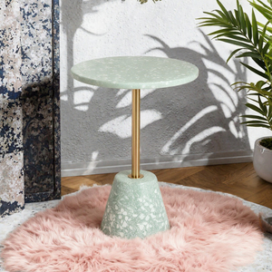 Table basse de salon BEACON, style minimaliste moderne, luxe, en pierre terrazzo vintage, métal, extensible, avec rangement - Product Image 3